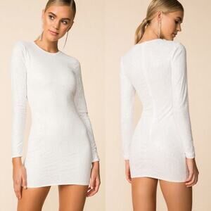 Superdown NWT Evie Sparkle Mini Dress White/Silver Size Small Revolve